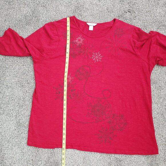 ***CJ Banks 2X Pull Over Top Shirt 100% Cotton Blouse Tee Shirt 3/4 Sleeve*** - Picture 6 of 9